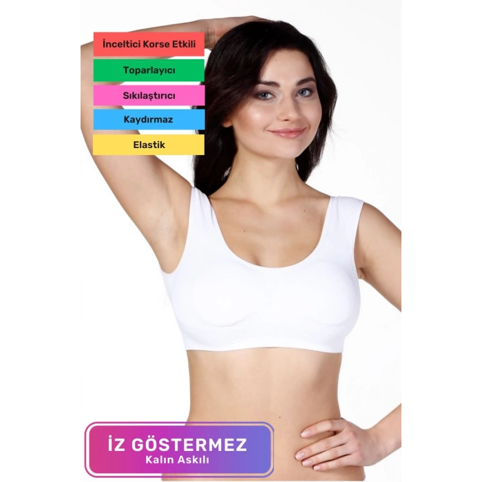 Özel Üretim Rahat Sıkılaştırıcı Toparlayıcı Şekillendirici Kadın Dikişsiz Kalın Askılı Pedli Bustiyer