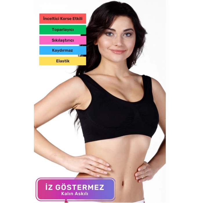 Özel Üretim Rahat Sıkılaştırıcı Toparlayıcı Şekillendirici Kadın Dikişsiz Kalın Askılı Pedli Bustiyer