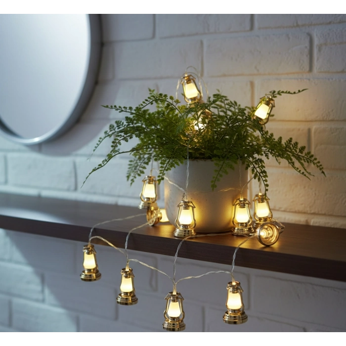 #LedIşık Ramazan Kandili Desenli Pilli 2 Metre 10 LED Ambiyans Aydınlatma LED Dekoratif Işık