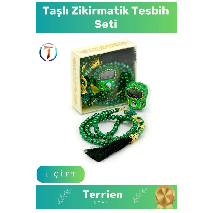 Ramazana Özel Üretim LCD Ekran Hafızalı Hac Umre Mevlüt Kandil Hediyesi Taşlı Zikirmatik Tesbih Seti