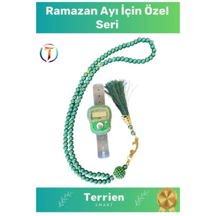 Ramazana Özel Üretim LCD Ekran Hafızalı Hac Umre Mevlüt Kandil Hediyesi Taşlı Zikirmatik Tesbih Seti