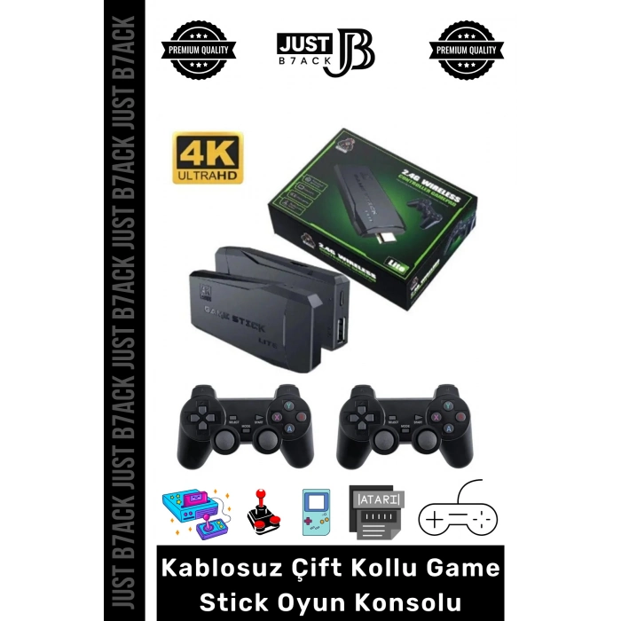 #RetroAtari 20000 Oyunlu 4K Çözünürlük 2.4g Uyumlu Kablosuz Çift Kollu Game Stick Atari Oyun Konsolu