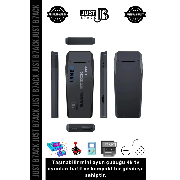 #RetroAtari 20000 Oyunlu 4K Çözünürlük 2.4g Uyumlu Kablosuz Çift Kollu Game Stick Atari Oyun Konsolu