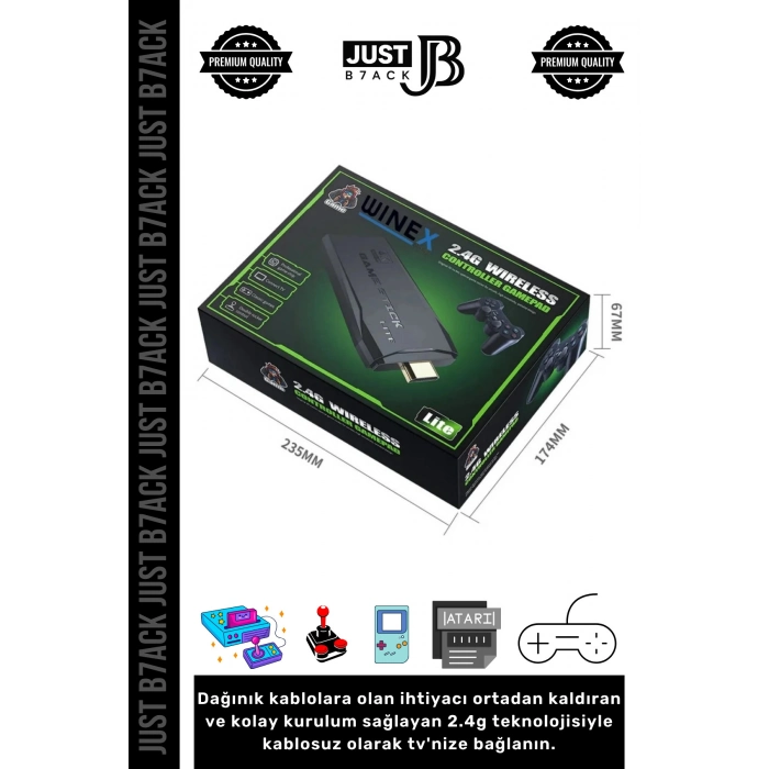 #RetroAtari 20000 Oyunlu 4K Çözünürlük 2.4g Uyumlu Kablosuz Çift Kollu Game Stick Atari Oyun Konsolu