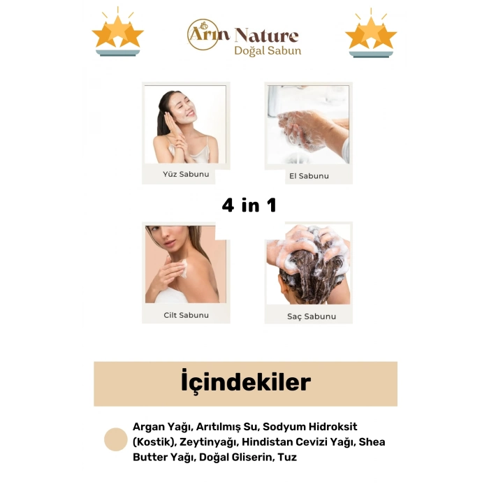 #sabun %100 Doğal Güzel Kokulu El Yüz Saç Cilt Vücut Orijinal Bitkisel Argan Sabunu 120g - 6 Adet