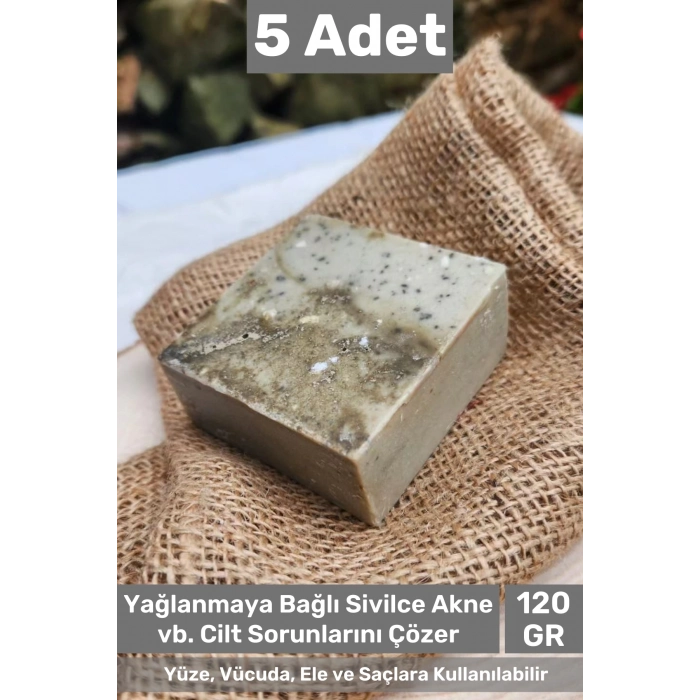 #sabun %100 Doğal Güzel Kokulu El Yüz Saç Cilt Vücut Orijinal Bitkisel Kil Sabunu 120g - 5 Adet