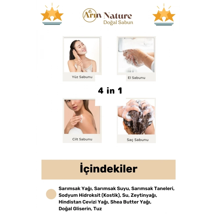 #sabun %100 Doğal Güzel Kokulu El Yüz Saç Cilt Vücut Orijinal Bitkisel Sarımsak Sabunu 120g - 10 Adet