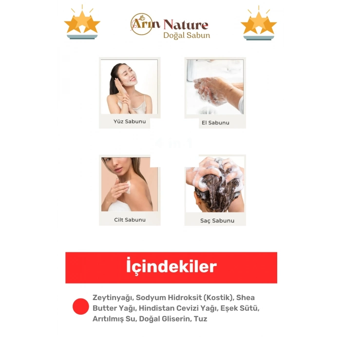 #sabun %100 Doğal Güzel Kokulu El Yüz Saç Cilt Vücut Orijinal Eşek Sütlü Sabunu 120g - 10 Adet