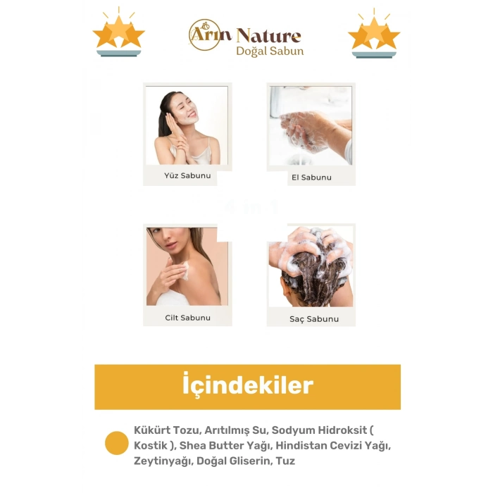 #sabun %100 Doğal Güzel Kokulu El Yüz Saç Cilt Vücut Orijinal Kükürt Sabunu 120g - 1 Adet