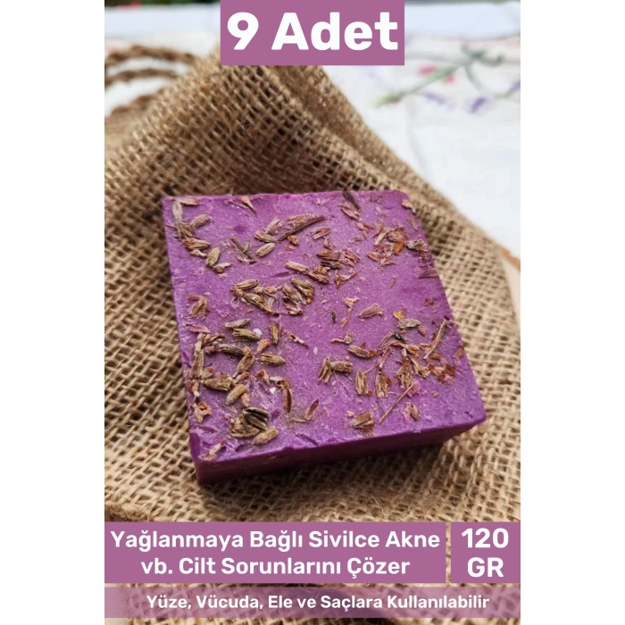 #sabun %100 Doğal Güzel Kokulu El Yüz Saç Cilt Vücut Orijinal Lavanta Sabunu 120g - 9 Adet