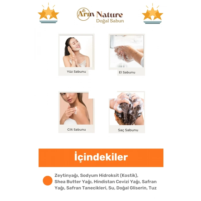 #sabun %100 Doğal Güzel Kokulu El Yüz Saç Cilt Vücut Orijinal Safran Sabunu 120g - 7 Adet