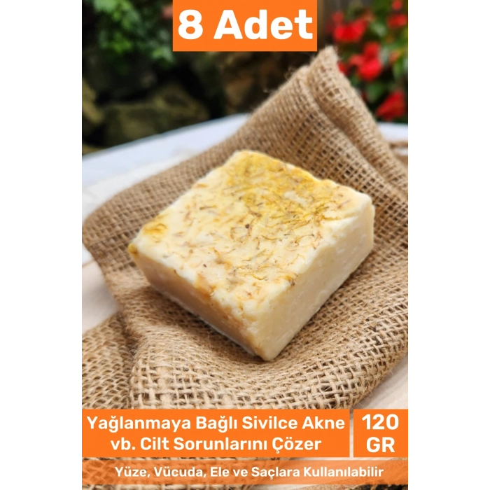 #sabun %100 Doğal Güzel Kokulu El Yüz Saç Cilt Vücut Orijinal Safran Sabunu 120g - 8 Adet