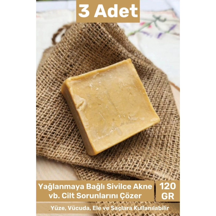 #sabun Doğal Güzel Kokulu El Yüz Saç Cilt Vücut Orijinal Bitkisel Mardin Bıttım Sabunu 120g - 3 Adet