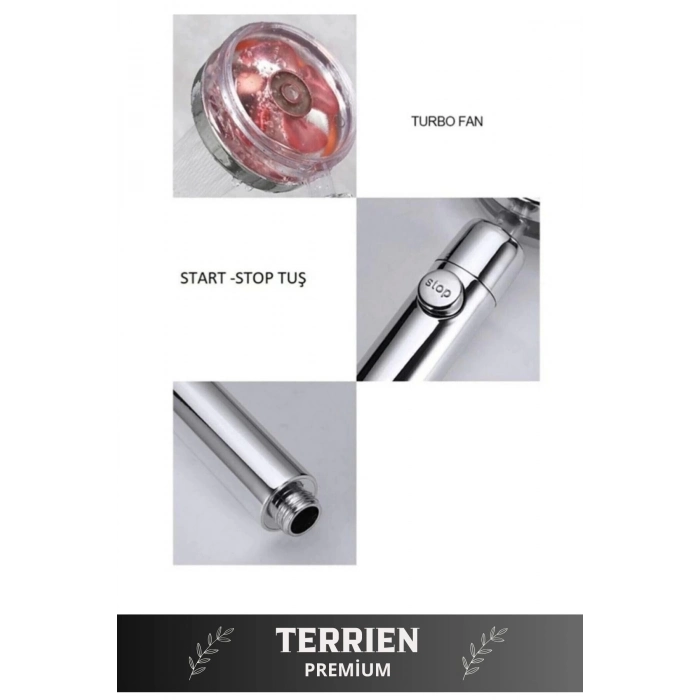 Sağlam Kopmaz Paslanmaz Turbo Duş Başlığı Basınçlı Ayarlanabilir Su Tasarrufu Hortum Mafsal Seti