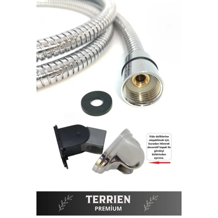 Sağlam Kopmaz Paslanmaz Turbo Duş Başlığı Basınçlı Ayarlanabilir Su Tasarrufu Hortum Mafsal Seti