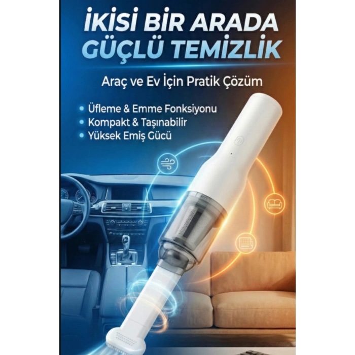 Özel Üretim Taşınabilir USB Kablosuz 6000Pa Vakum Çift Mod El Tipi Şarjlı Mini Araç İçi Süpürge