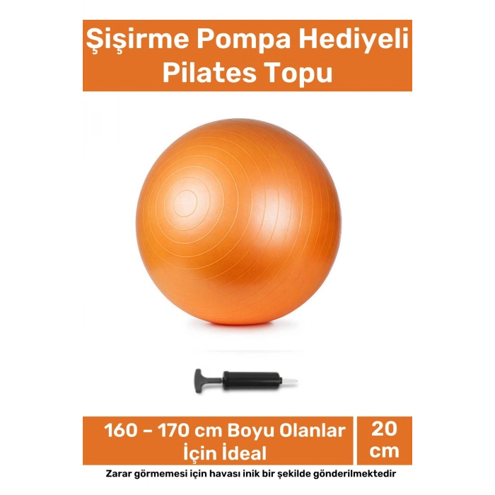 Seri Dayanıklı Yüksek Kalite Mini Gymball 20cm Turuncu Pilates Topu Şişirme Pompa