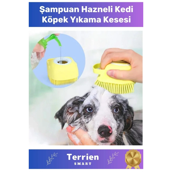 Seri Şampuan Hazneli Çok Kullanışlı Yumuşak Silikon Malzemeli Esnek Kedi Köpek Yıkama Kesesi