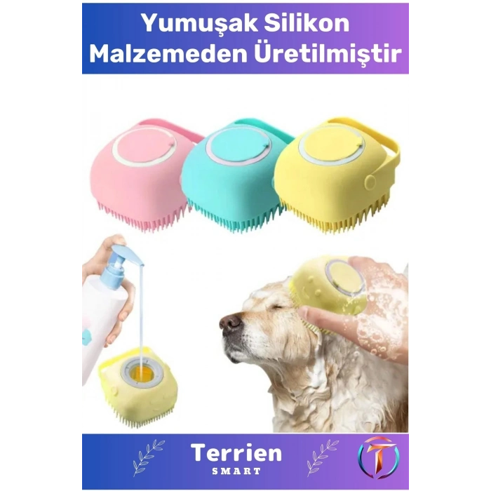 Seri Şampuan Hazneli Çok Kullanışlı Yumuşak Silikon Malzemeli Esnek Kedi Köpek Yıkama Kesesi