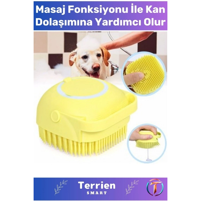 Seri Şampuan Hazneli Çok Kullanışlı Yumuşak Silikon Malzemeli Esnek Kedi Köpek Yıkama Kesesi