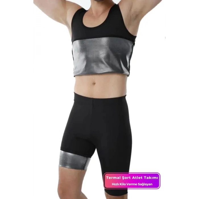 Seri Terleme Hızlandırıcı Rahat Şık Destekleyici Termal Sauna Şort Atlet Takım