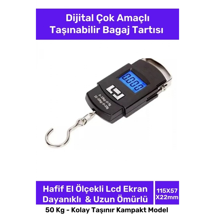Seyahat Bavul Ağırlık Tartı Dijital Çok Amaçlı Taşınabilir Bagaj Tartısı Max 50 Kg