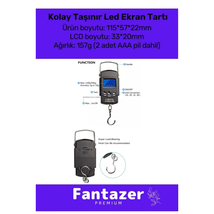 Seyahat Bavul Ağırlık Tartı Dijital Çok Amaçlı Taşınabilir Bagaj Tartısı Max 50 Kg