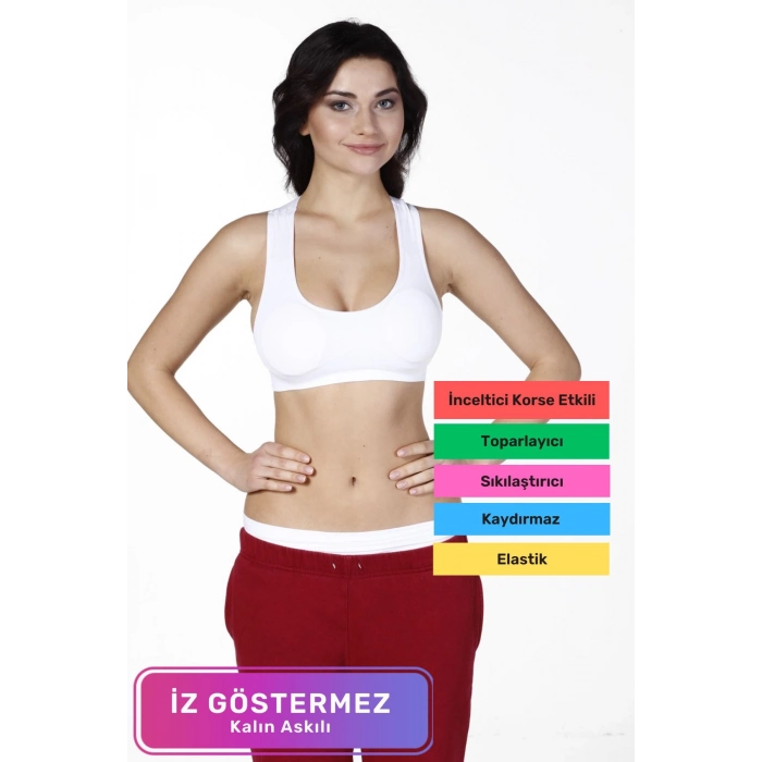 Özel Üretim Sıkılaştırıcı Toparlayıcı Esnek Rahat Şekillendirici Kalın Askılı Sporcu Pedli Bustiyer