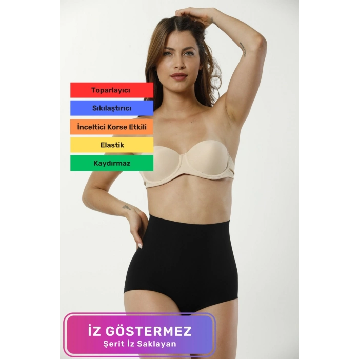 Premium Kaymaz Kadın Toparlayıcı Vücut Şekillendirici Kaymayan Lazer Kesim Slip Korse