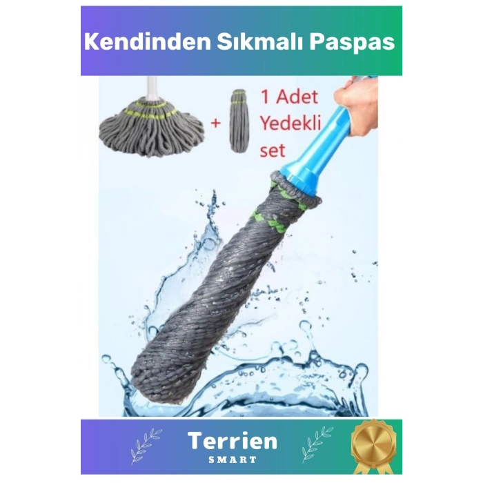 Smart Seri Kendinden Sıkmalı Her Zemine Uygun Mandallı Toz Paspas Yedek Bezli Pratik Kullanışlı