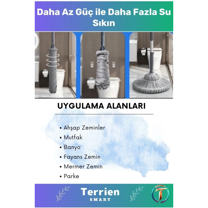 Smart Seri Kendinden Sıkmalı Her Zemine Uygun Mandallı Toz Paspas Yedek Bezli Pratik Kullanışlı