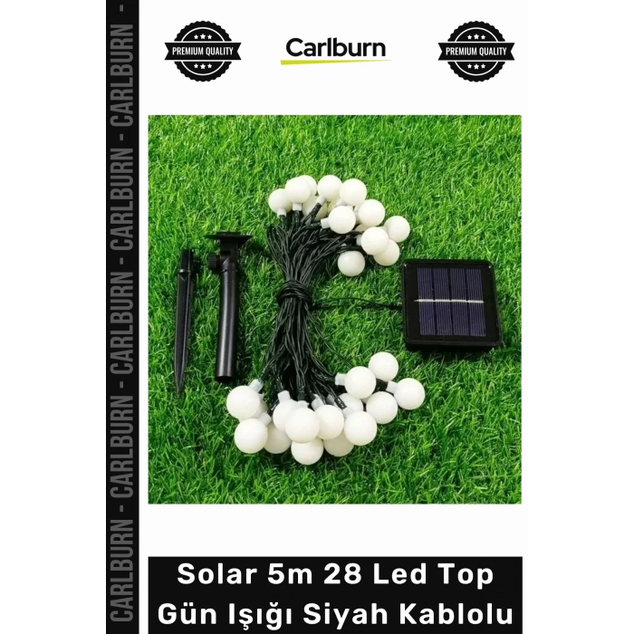 #solar Bahçe Aydınlatma Dekor Dış Mekan Güneş Enerjili Solar 5m 28 Led Top Gün Işığı Siyah Kabl