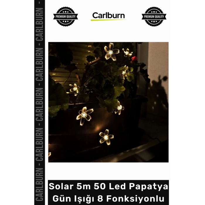 #Solar Bahçe Aydınlatma Dekoratif Dış Mekan Solar 5m 50 Led Papatya Gün Işığı 8 Fonksiyonlu