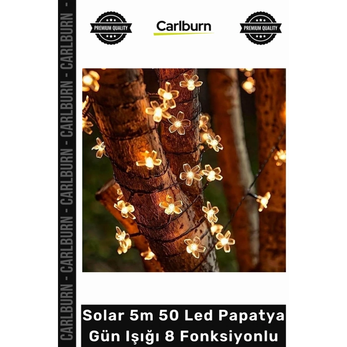 #Solar Bahçe Aydınlatma Dekoratif Dış Mekan Solar 5m 50 Led Papatya Gün Işığı 8 Fonksiyonlu
