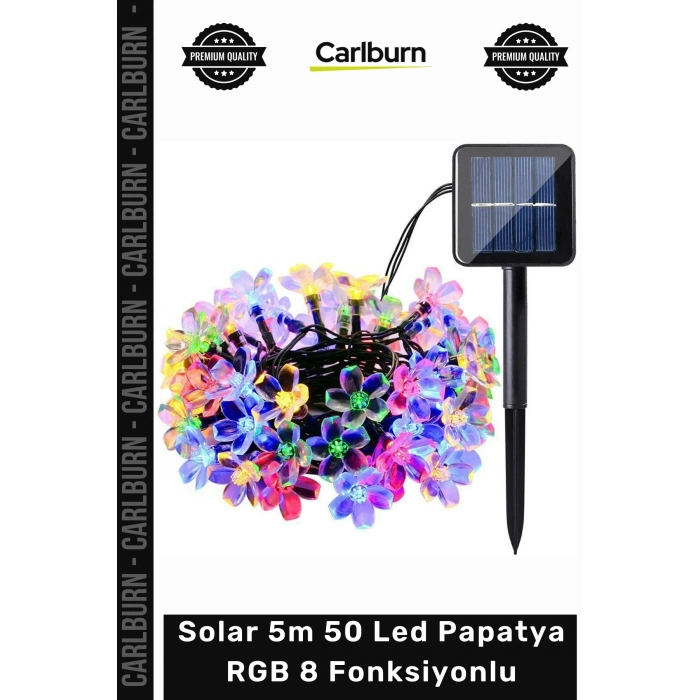 #SOLAR Bahçe Dekoratif Aydınlatma Dış Mekan Güneş Solar 5m 50 Led Papatya RGB 8 Fonksiyonlu