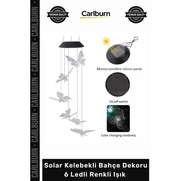 #Solar Dekoratif Peyzaj Aydınlatma Solar Led Işıklı Kelebekli Bahçe Dekoru 6 Ledli Renkli Işık