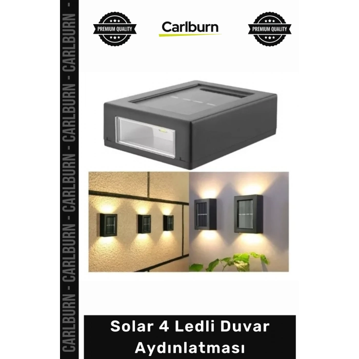 #Solar Dış Mekan Bahçe Su Geçirmez IP65 Gün Işığı Dekoratif Solar 4 Ledli Duvar Aydınlatması