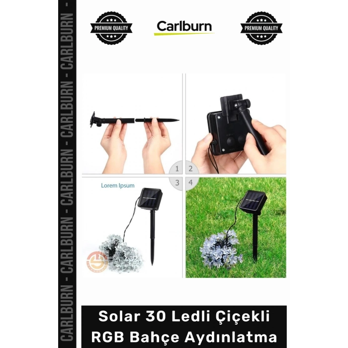 #Solar Dış Mekan Peyzaj Solar 30 Ledli Çiçekli RGB Bahçe Aydınlatma Dekorasyon Güneş Enerjili
