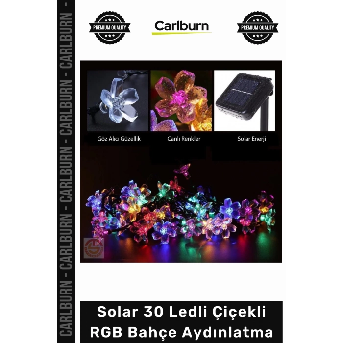 #Solar Dış Mekan Peyzaj Solar 30 Ledli Çiçekli RGB Bahçe Aydınlatma Dekorasyon Güneş Enerjili