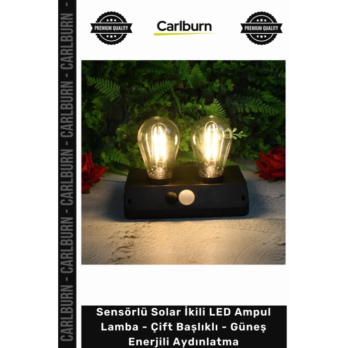 #Solar Dış Mekan Sensörlü Solar İkili LED Ampul Lamba Çift Başlıklı Güneş Enerjili Aydınlatma