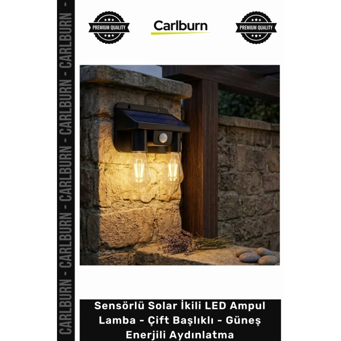 #Solar Dış Mekan Sensörlü Solar İkili LED Ampul Lamba Çift Başlıklı Güneş Enerjili Aydınlatma