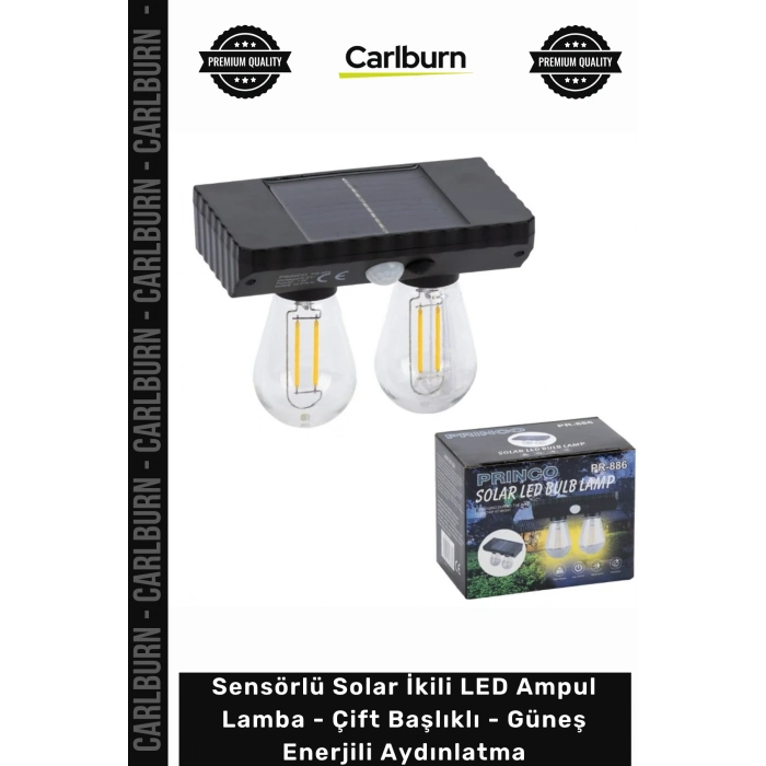 #Solar Dış Mekan Sensörlü Solar İkili LED Ampul Lamba Çift Başlıklı Güneş Enerjili Aydınlatma