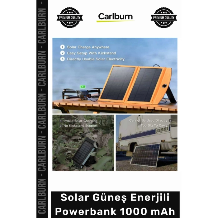 #Solar Kamp Karavan Taşınabilir Şarj Cihazı Hızlı TypeC USB Solar Güneş Enerjili Powerbank 1000mAh