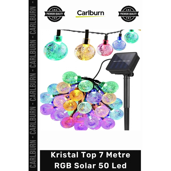 #Solar Kristal Top Bahçe Dekoratif Aydınlatma 8 Fonksiyon Güneş Paneli 7m 50 Led RGB Solar
