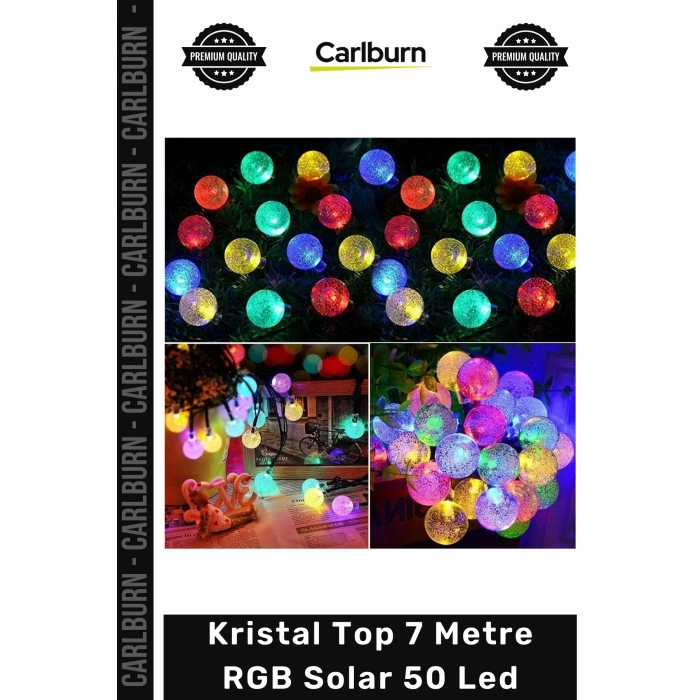 #Solar Kristal Top Bahçe Dekoratif Aydınlatma 8 Fonksiyon Güneş Paneli 7m 50 Led RGB Solar