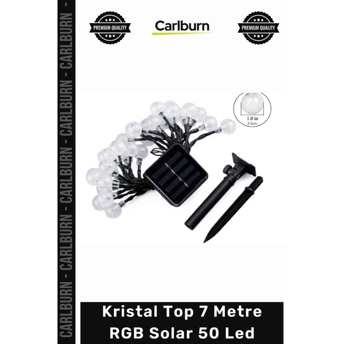 #Solar Kristal Top Bahçe Dekoratif Aydınlatma 8 Fonksiyon Güneş Paneli 7m 50 Led RGB Solar