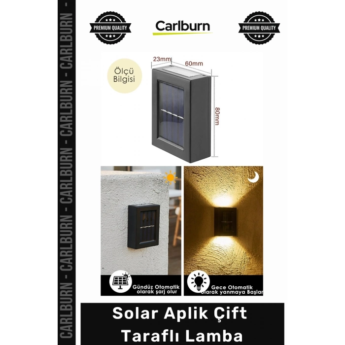 #Solar Yeni Model Güneş Enerjili Bahçe Aydınlatma Dekorasyon Dış Solar Aplik Çift Taraflı Lamba