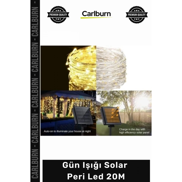 #SolarLed Gün Işığı 200 Ledli Su Geçirmez 8 Fonksiyonlu Bahçe Balkon Süsleme Solar Peri Led 20M