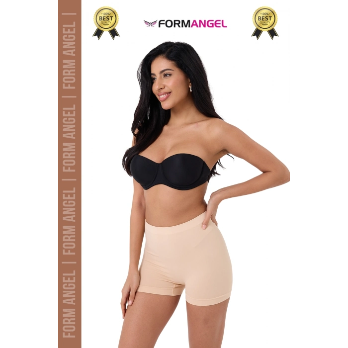 #Şort 2 Beden Küçülten Toparlayıcı Bel Sıkılaştırıcı Şekillendirici Yüksek Bel Dikişsiz Boxer Şort