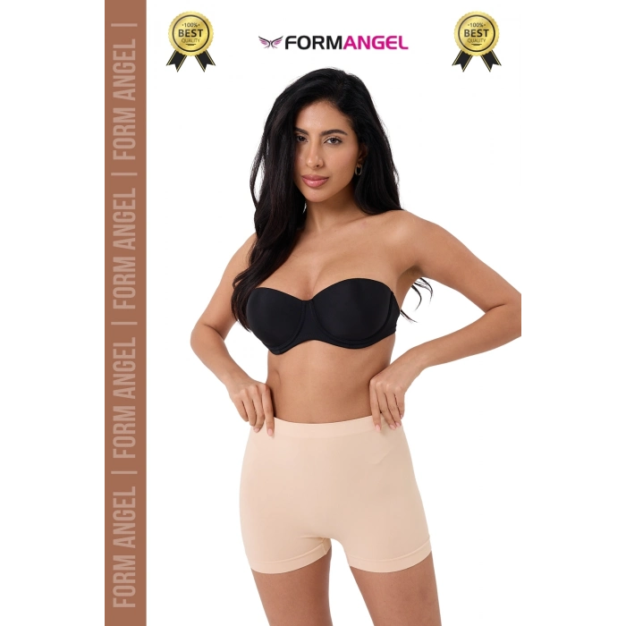 #Şort 2 Beden Küçülten Toparlayıcı Bel Sıkılaştırıcı Şekillendirici Yüksek Bel Dikişsiz Boxer Şort